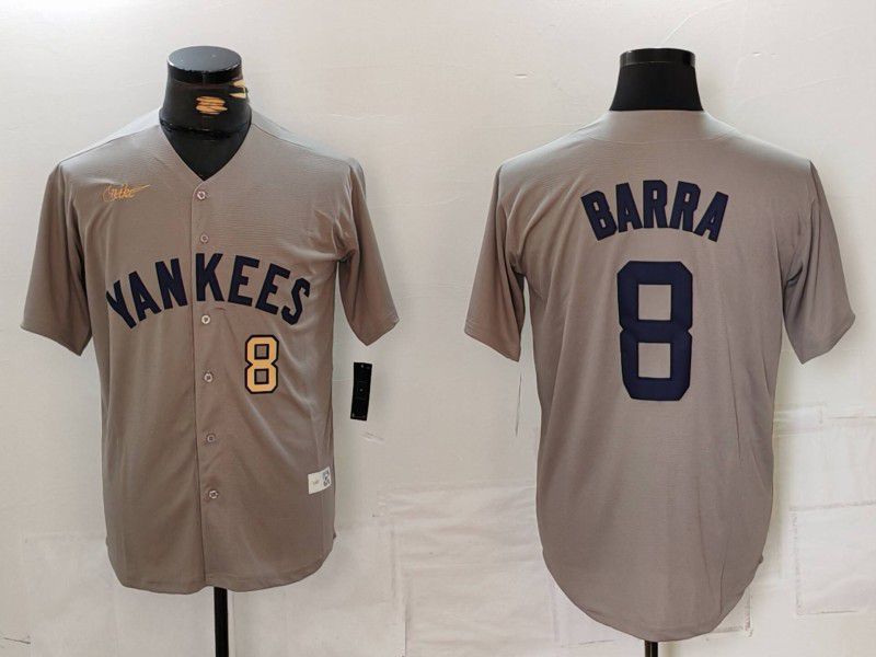 Men New York Yankees #8 Barra Grey Throwback Game 2024 Nike MLB Jersey style 8141->new york yankees->MLB Jersey